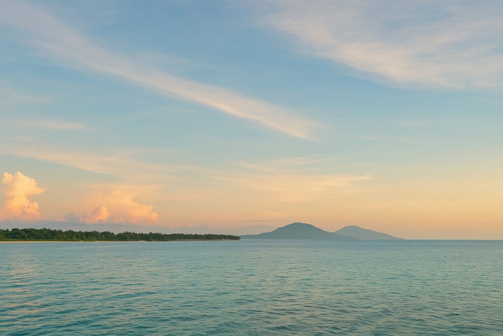 夕暮れの海と、どこか懐かしい記憶を思わせる風景