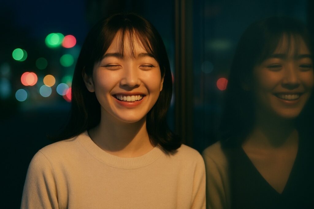 ガールオアレディ2｜女性メンバー ナツキの笑顔とその奥にある寂しさをイメージ